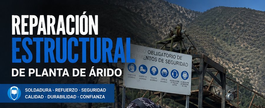 Afiche del servicio de reparación estructural de planta de árido Poligom