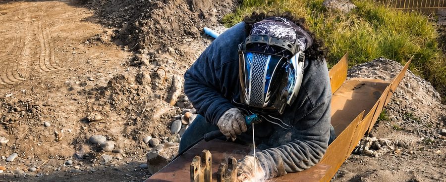 Reparación estructural de planta de árido, soldadura en terreno